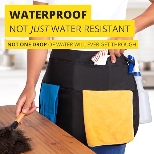 5-Pocket Waterproof Professional Cleaning Apron. Made for Pro Cleaners. Like a Cleaning Caddy Around Your Waist - color: Bright White, style: Standard