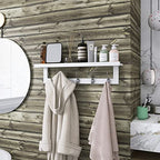 SMIBUY Coat Hooks with Shelf Wall-Mounted, 29.2 Inch Entryway Coat Rack for Wall, Bamboo Hanging Shelf with 5 Double Metal Hooks for Bathroom, Bedroom, Kitchen, Living Room, Mudroom (White) - color: White