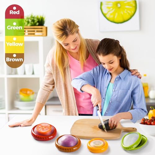 Avocado Saver & Onion Storage Set,4 Pcs Silicone Fruit Vegetable Anti-oxidation Box,Reusable Fridge Fresh Pod Food Storage,Perfect Lemons Tomato Garlic Containers - color: 4 PCS / 4 Colors