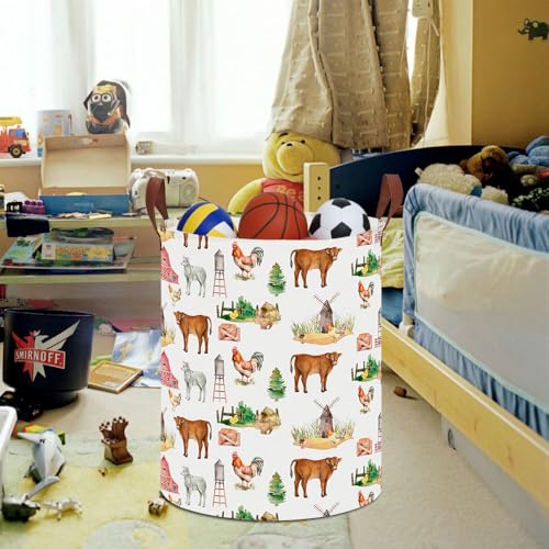 19.7" Laundry Basket,Kids Dirty Clothes Hamper,Waterproof Toys Storage Bin,Room Decor,Gift Baskets,Nursery Hamper(Farm) - color: Farm