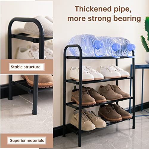 Gonfoam 4-Tier Expandable Shoe Rack,Adjustable Shoe Shelf Storage Organizer Heavy Duty Metal Free Standing Shoe Rack for Entryway Closet Doorway (Black) - color: Black, size: 4 Tier