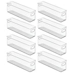 mDesign Plastic Kitchen Organizer - Storage Holder Bin with Handles for Pantry, Cupboard, Cabinet, Fridge/Freezer, Shelves, and Counter - Holds Canned Food, Snacks, Drinks, and Sauces - 8 Pack - Clear