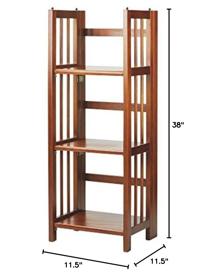 Casual Home Narrow 3-Shelf Folding Bookcase, 14" Wide, Mahagony - color: Mahogany