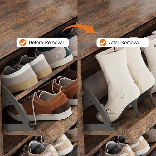 GarveeHome Shoe Cabinet with 6 Flip Drawers, Wooden Shoe Organizer Cabinet with Adjustable Shelf, Shoe Storage for Entryway, Hidden Shoe Cabinet for Hallway, Living Room, Rustic Brown - color: Rustic Brown, size: 6-Drawers