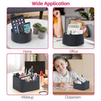 Remote Control Holder 360° Spinning Controller Holder TV Remote Caddy End Table Organizer Storage Bedside Nightstand Couch Caddy of Couch for Call Phone PU Leather Side Table Organizer