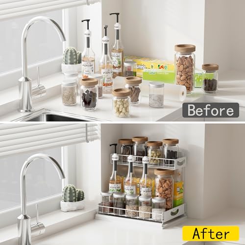 Under Sink Organizer with Pull-Out Drawers,Kitchen Sink Organizer,2 Tier Bathroom Organizers And Storage,Bathroom Accessories Set,White 2 Pack - color: White, size: A 2 Pack