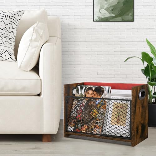 YINMIT Magazine Holder, Magazine Rack for Desktop and Home Office, Farmhouse File Storage Basket for Letters, Magazines, Books, Newspapers (Large) - size: Large