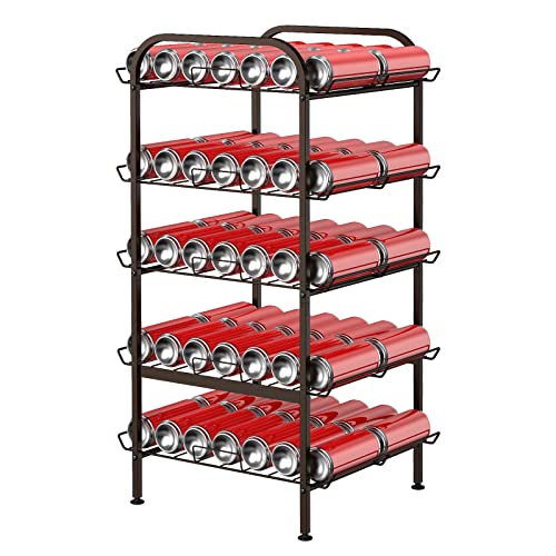 smusei 5 Tier Water Bottle Organizer Vertical Free Standing Storage Shelf Metal Beverage Rack Dispenser Large Capacity Bottled Water Holder Stand for Kitchen Party Pantry, Bronze