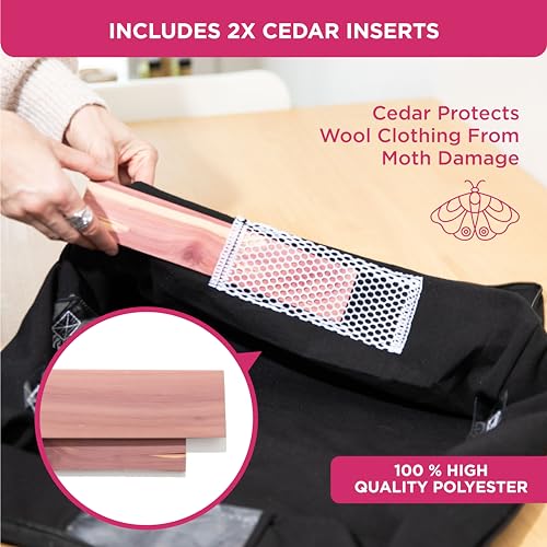 Cedar Clothes Storage Bag Organizer – Protects from Moths, Moisture, Dirt & Dust – Set of 2 Underbed Storage Bags for Clothes, Cashmere Sweaters, Bedding & More - Underbed Storage - Black - color: Black