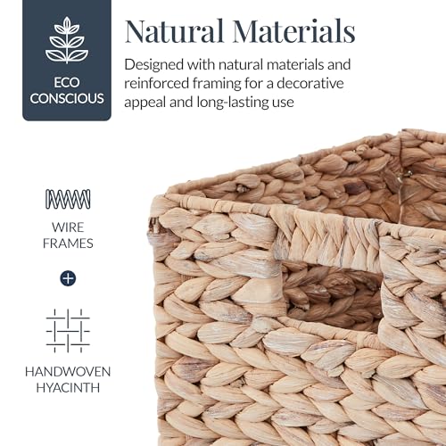 Best Choice Products 12x12in Pack of 5 Cube Storage Baskets, Water Hyacinth Multipurpose Collapsible Organizers, Handwoven Laundry Totes for Laundry, Living Room, Kids Room & Nursery - White - color: White, size: 12x12in