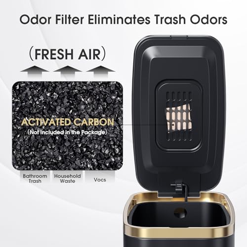 CEROELDA Small Bathroom Trash Can with Lid Soft Close-5L/1.3 Gal Slim Garbage Can-Metal Step Wastebasket-Rectangle Narrow Waste Bin for Office, Bedroom, Toilet, Live Room (Black) - color: Black