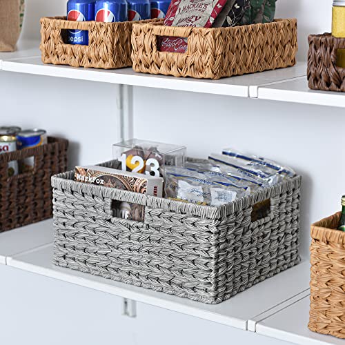 GRANNY SAYS Large Wicker Basket for Storage, Waterproof Baskets for Shelves, Storage Baskets with Handles, Grey Basket for Storage, 1-Pack - color: Gray, size: 16 ½"L x 13"W x 7 ½"H