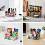 Remote Control Holder, Clear Plastic Remote Caddy for Desk and Nightstand Storage, Space-Saving Desk Organizer with See-Through Design for Living Room and Desk Accessories, 5 Compartments - size: 5 Slots