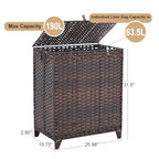 Laundry Hamper with Lid, 190L Large Laundry Basket 3 Section with 6 Removable Liner Bags & 3 Mesh Laundry Bags, Handwoven Rattan Clothes Hamper with Heightened Feet, No Install Needed, Brown - color: Brown