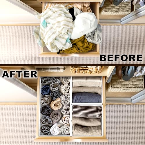 SIMPLE HOUSEWARE Foldable Drawer Organizer for Clothes/Underwear/Panty/Onesie Stocking Bin, Set of 12, Gray - color: Gray, size: Set of 12 - 4L / 4M / 4S