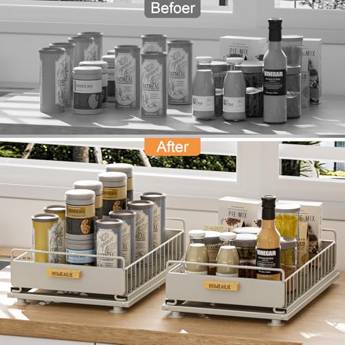 Under Sink Organizer, 2 Packs Under Sink Organizers and Storage, Slide Out Pull Out Cabinet Organizer Shelf with Metal Drawers for Kitchen Bathroom Pantry, Gray - color: Gray, size: 2 Pack Single Layer