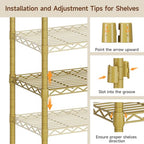 ONBRILL F5 Extra Large Industrial Pipe Clothing Rack, Freestanding Portable Closet Organizer System with Shelves & Hanging Rods, 88.6'' Wide Heavt Duty Clothes Rack, Max Load 1300lbs, Gold - color: Gold