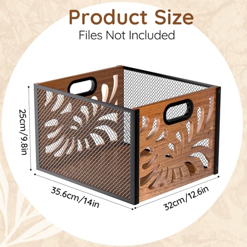 handrong Wood File Box,Hanging File Folder Organizer for Letter & A4 Size,Decorative Desk Files Organizer Box Bin,Portable Hanging File Storage Boxes,Desktop Files Organizer for Home Office Cabinet