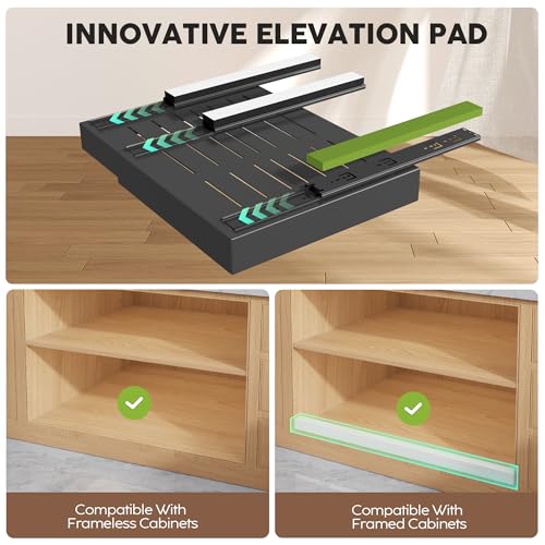 Seinloes 4Pack Expandable Pull Out Cabinet Organizer 21"Deep With Raising Pad for Framed Cabinets,Slide Out Drawers with 4pcs Divider Racks,Roll Out Shelves Adhesive,Adjustable Width 12.05"-20.4"Black - color: Black, size: 12"-20.45"Wide x 21"Deep(4 Pack)
