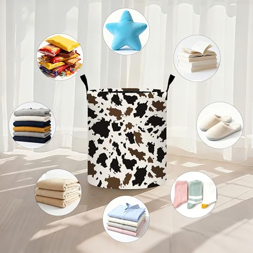 Cow Camo Laundry Basket Storage Bin Foldable Laundry Hamper Clothes Storage Bucket Organizer 19.6x15.7 Inch For Laundry Room/Bedroom/Bathroom - color: Cow Camo