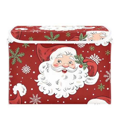 xigua Christmas Santa Claus Storage Bins with Lids and Carrying Handle,Foldable Storage Boxes Organizer Containers Baskets Cube with Cover for Home Bedroom Closet Office - color: Christmas Santa Claus