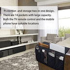Armchair Caddy, Sofa Armrest Organizer with 14 Pockets, Waterproof Non Slip Recliner Remote Control Holder, Couch Chair Arm Storage for TV Remotes, Phone, iPad, Magazine, Books - color: Black