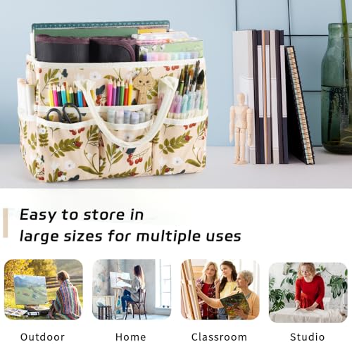 E-WEICHEN Craft Organizer Tote Bag Art Storage Caddy with Multiple Pockets Containers for Art,Craft,and Office Supplies Storage.Red Fruit - color: Red Fruit