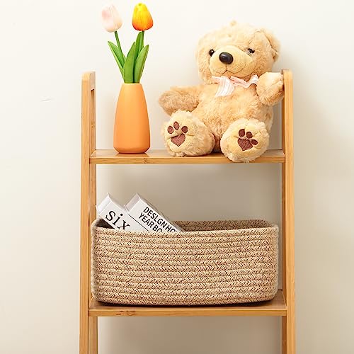 MiniArk Small Storage Baskets for Organizing | Closet Organizer Bins | Shelf Toy Basket | Woven Rope Baskets | Cube Decorative Box | Shallow Basket | L11.5xW7.5xH4.7| Brown - color: Brown, size: 3pcs-L11.5xW7.5xH4.7"
