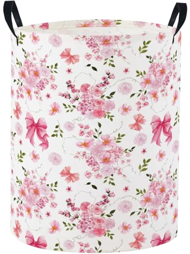 Baby Laundry Basket Baby Nursery Hamper Kids Laundry Basket Toy Storage Bin for Boys Room Decor Gift Baskets for Bedroom Bathroom(Bowknot Flower) - color: Bowknot Flower