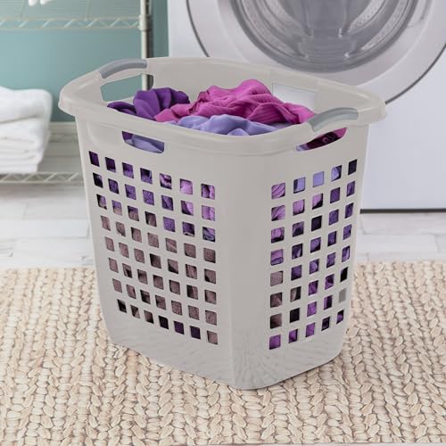 Sterilite 4-Pack 2.1 Bushel Ultra Easy Carry Hamper, Laundry Basket Organizer, Gray Pumice - Large Plastic Clothes Bin for Home, Dorm, Bathroom, and Bedroom Organization - color: Gray Pumice