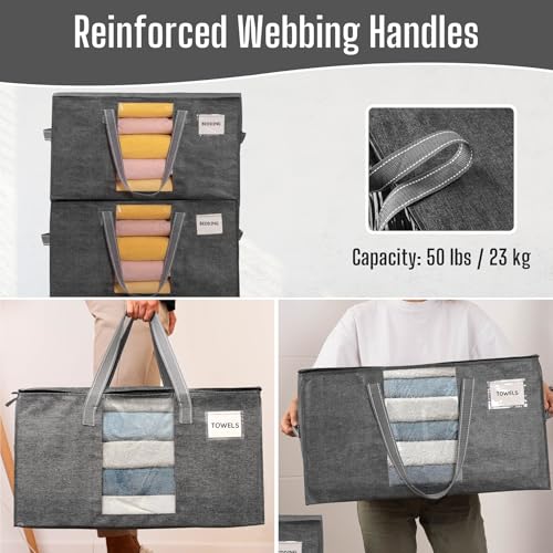 VENO 8 Pack Heavy Duty Moving Bags, Clothes and Comforter Storage Bags with Clear Window, College Dorm Essentials Packing Supplies, Foldable Boxes Alternative (Gray, 8 Pack) - color: Gray, size: 8 Pack
