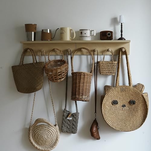 Entrance Coat Rack ，Coat Hooks, Wall-Mounted Wooden Hook Rack, Wall-Mounted Shelves are Very Suitable (Birch Color Finish—A-2) - style: Birch color finish—A-2
