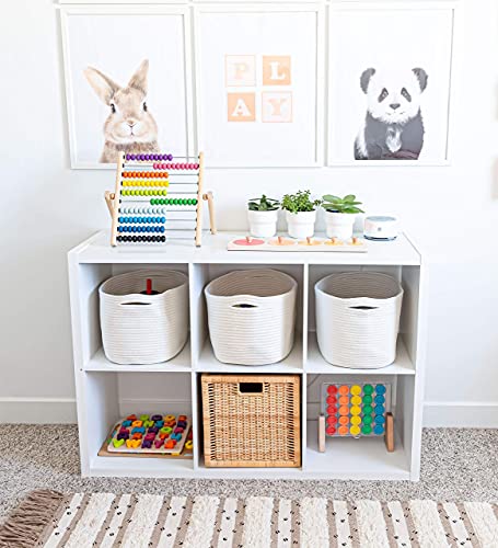 OrganiHaus Rope Baskets for Shelves - Set of 3 Woven Storage Baskets for Organizing, Closet & Toy Storage - Off-White - 15x9x10 - color: Full Off-White