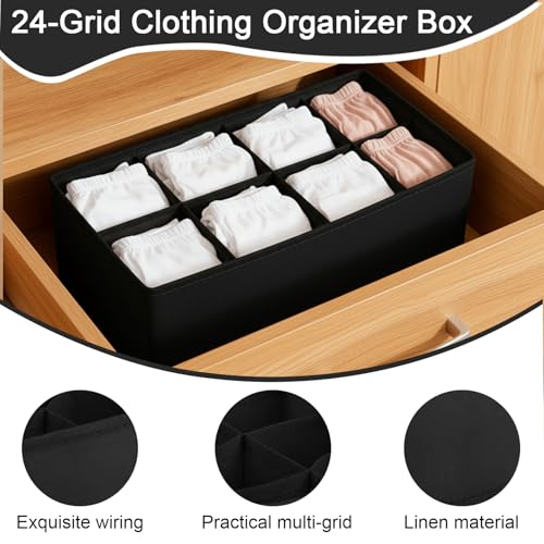 1 Pcs Drawer Organizer Storage Box for Underwear Socks Closet Divider for Wardrobe Dresser Vanity Space Saving Use(8-Grid Black) - color: Black-4, size: Medium