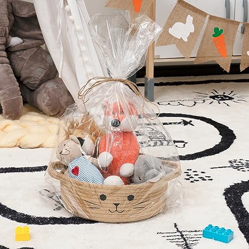 Small Storage Basket, Cute Baskets for Cat Toys, Woven Doy Toy Box Empty Gift Bin for Organizing, Jute, 9.8 x 4 inches - color: Jute, size: 9.8"W x 4"H