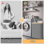 BALEINE Laundry Hamper with Lid, Tall Laundry Baskets with Bamboo Pull Handles, Large Laundry Bin with Internal Support (36 Gal/140L, Grey) - color: Grey, size: 140 liters