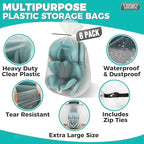 Storage Standard Large Clear Plastic Bags for Storage 6-Pack - Waterproof Extra Large Plastic Bags with Zip Ties, Heavy-Duty Cover for Pillows, Comforters, Chair Cushions & Textiles - 36 x 50 Inches - size: 36'' x 50’'