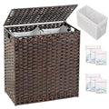 SETVSON Laundry Hamper with Lid Wicker Laundry Basket 112 L (29.6 Gal) Laundry Hampers Handwoven Rattan Laundry Hamper with Handles 3 Removable Washing Bag, 6 Mesh Bags for Bathroom Bedroom Brown - color: Brown, size: 29.6 Gal