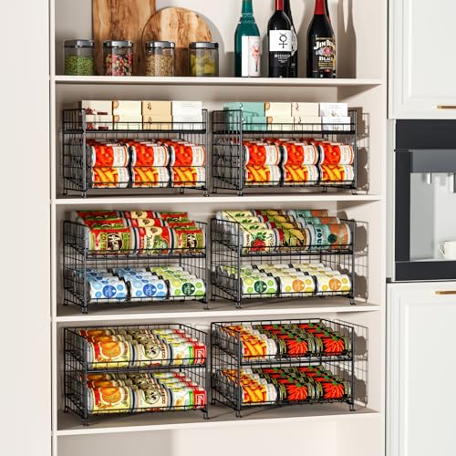 JKsmart Adjustable Can Rack Organizer, Stackable Can Storage for Kitchen Pantry Cabinet, 2-Tier Can Holders for Food, Multifunctional Can Dispenser for Snacks Soda-3 Pack - color: Black-3 pack, size: 2 Tier