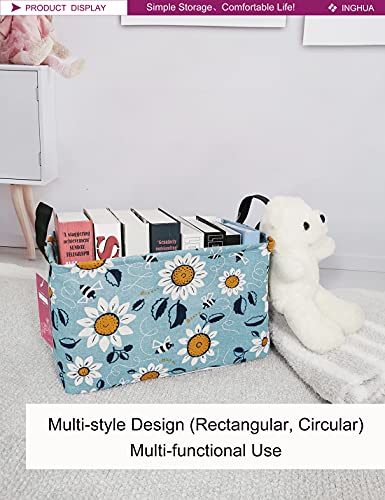 Rectangular Storage Basket Fabric Organizer Bin for Toys,Books,Clothes,Gifts,Pets-Perfect for Home,Office,Nursery,Dorm,Shelf(Rec Sunflower) - color: Rec Sunflower