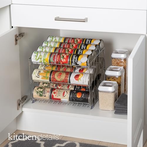 Kitchen Details 3 Tier Can Organizer | Canned Food Storage Rack | Kitchen Cabinet and Pantry Organization-| Holds 36 Cans - Space Saving - Chrome,(Pack of 12) - color: Chrome, size: 14.5 x 11.5 x 11 inches (Pack of 12)