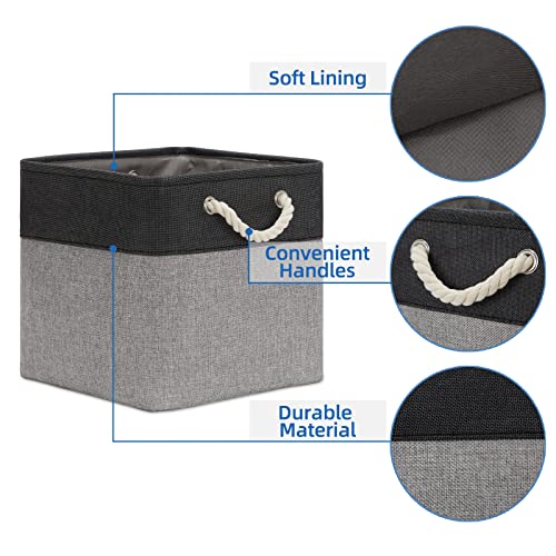 Temary 12 Inch Cube Storage Baskets 4 Pack Fabric Storage Bin for Clothes, Large Baskets with Handles, Basket for Organizing Towels, Blankets, Collapsible Cube Storage Bins (Black&Gray) - color: black&grey, size: 12"L x 12"W x 12"H