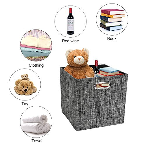 Posprica Collapsible Storage Cubes,11×11 Heavy Duty Fabric Stroage Basket Bins, 4pcs,Black - color: Black, size: 11×11×11/4pcs
