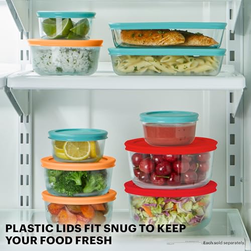 Pyrex Simply Store (9-Pack) Mixed Sized Glass Food Storage Set, Round & Rectangular Containers With Plastic Lids, BPA-Free, Dishwasher & Microwave Safe - size: 9 Pack