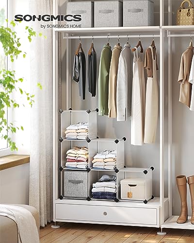 SONGMICS 6 Cube Storage Organizer, DIY Closet Shelf, Plastic Clothes Organizer, Modular Bookcase, 11.8 x 11.8 x 11.8 Inch Cubes, with Feet and Rubber Mallet, White ULPC06W - color: White, size: 11.8"L x 11.8"W x 11.8"H