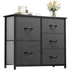 YITAHOME Dresser for Bedroom with 5 Drawers, Wide Bedroom Fabric Dresser with Storage Bins, Clothes Cabinet for Bedroom, Living Room, Hallway, Black Grey - color: Black Ash, style: 5-Drawer