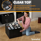 SpaceAid Shoe Organizer for Closet, 2 Pack Foldable Shoe Storage Containers Baskets Boxes Bins w/Adjustable Dividers, Fits 16-32 Pairs, Black - color: Black