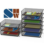 Simple Houseware Stackable Wide Entry Desk File Document Letter Tray Organizer, 3 Packs, Black - color: Black, size: Wide Entry