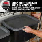 Rubbermaid Heavy Duty Black Storage Bins Plastic Totes with Lids for Storage, Stackable, Large Capacity, Durable, Multipurpose, 14 GAL, 6 Pack (14 GAL - 6 Pack Solid Black and Grey) - size: 14 Gal - 6 Pack