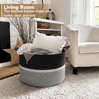 CHICVITA Extra Large Laundry Basket, Woven Rope Blanket Basket for Towels, Clothes, Toy Storage, Pillow Basket for Living Room, Family Room, 22 x 22 x 14 inches, Black - color: Black and Gray